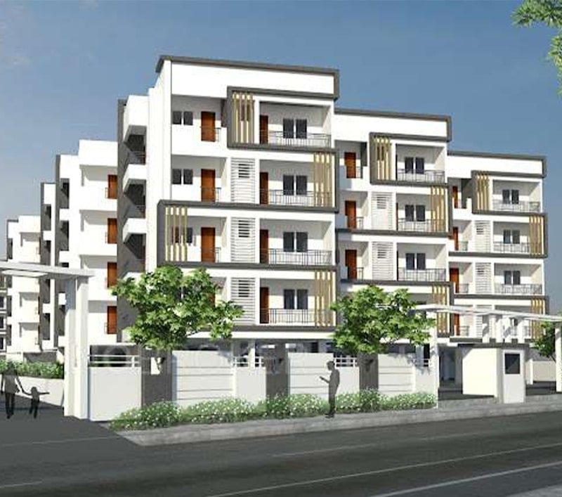 Mana Candela: A new apartment project in Bangalore, featuring a modern low-rise residential building with striking white facades, dark brown accents, and a secure entrance, by Mana Projects.